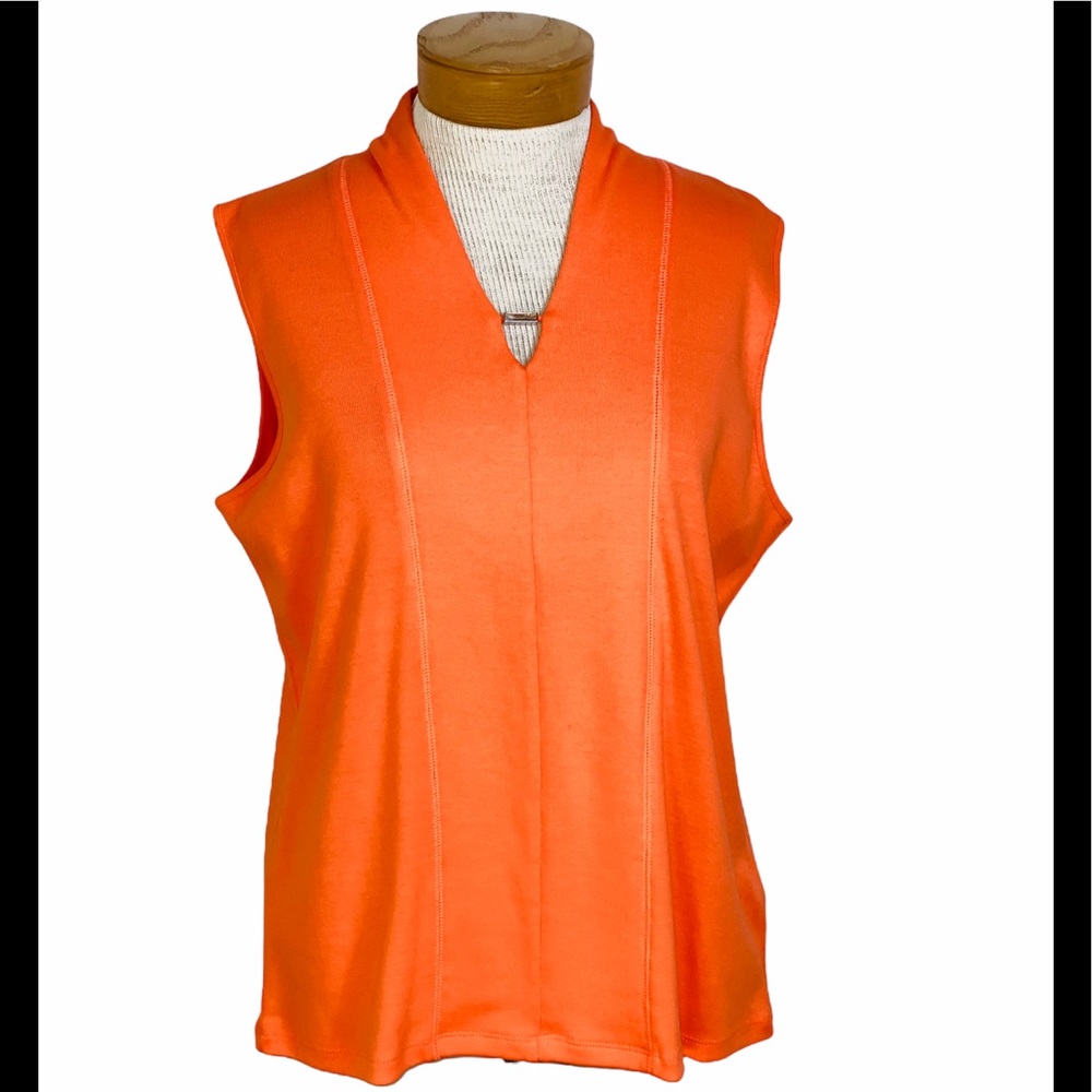 Rafaella Sleeveless Orange V-neck Petite Large